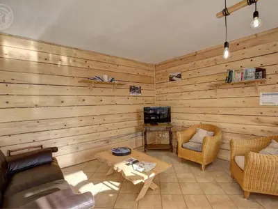 Télévision ou salle de divertissement dans l'établissement Gîte rural avec jardin et jeux pour enfants - FR-1-496-286