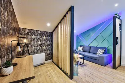 Coin salon dans l'établissement le karibu appartement confort tout équipé