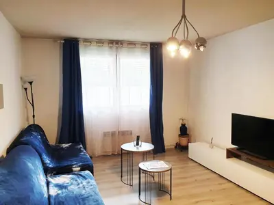 Télévision ou salle de divertissement dans l'établissement Paisible et Spacieux Appartement au calme proche métro limitrophe de Lyon