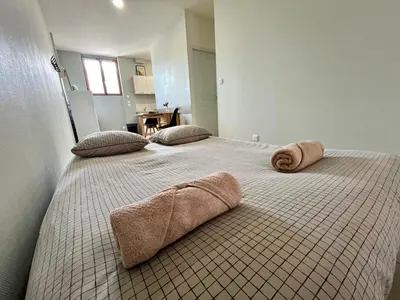 Un ou plusieurs lits dans un hébergement de l'établissement Bel appartement à 15 min de Lyon