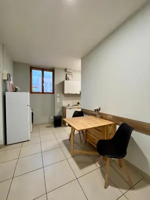 Cuisine ou kitchenette dans l'établissement Bel appartement à 15 min de Lyon