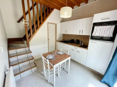 Cuisine ou kitchenette dans l'établissement Studio cosy en pleine campagne