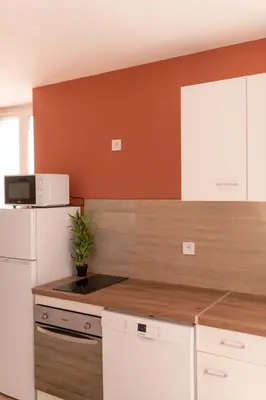Cuisine ou kitchenette dans l'établissement KASA DUPLEX - Climatisation - Balcon - Parking Privé