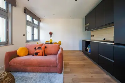 Cuisine ou kitchenette dans l'établissement HONORÊ SUITE VUE SAONE