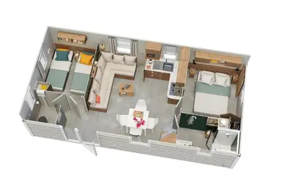 Coin salon dans l'établissement Mobile-home dans camping 4 étoiles