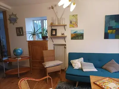 Coin salon dans l'établissement Charmante maison au coeur du Beaujolais