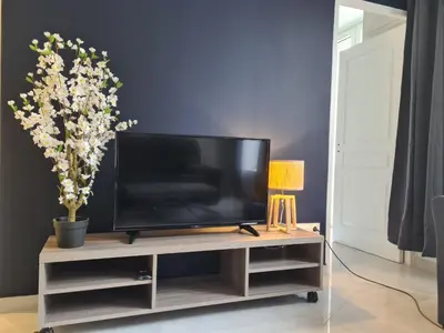 Télévision ou salle de divertissement dans l'établissement Chez Émilie et John