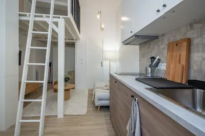 Cuisine ou kitchenette dans l'établissement Studio Part Dieu