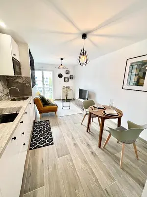 Cuisine ou kitchenette dans l'établissement Le Ravello proche gare PARTDIEU