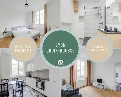Cuisine ou kitchenette dans l'établissement Le White Cozy - Lyon - Croix Rousse