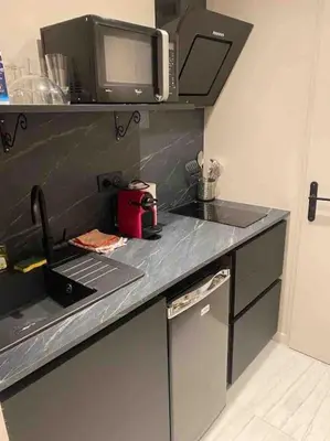 Cuisine ou kitchenette dans l'établissement Studio équipé en rez de jardin
