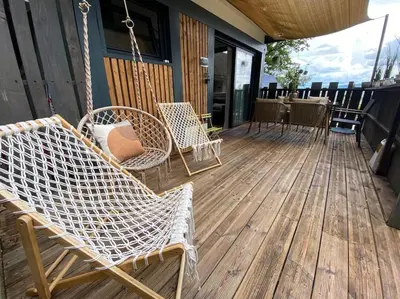 Balcon ou terrasse dans l'établissement Domaine une HALTE
