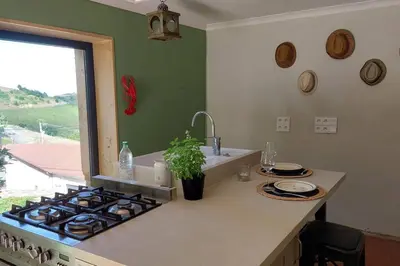 Cuisine ou kitchenette dans l'établissement Chambre avec cuisine, vue et piscine privée au cœur du Beaujolais