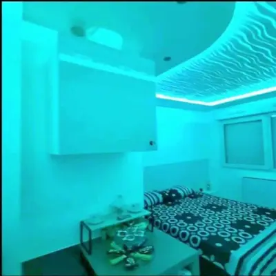 Un ou plusieurs lits dans un hébergement de l'établissement Bron centre appartement meublé avec jacuzzi