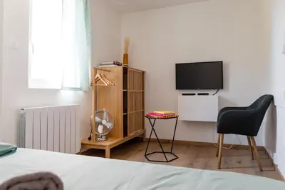 Télévision ou salle de divertissement dans l'établissement Cozy and Elegant Studio Bellecombe District Lyon 6th
