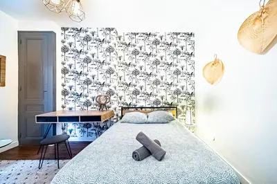 Un ou plusieurs lits dans un hébergement de l'établissement Le Jean Jaures- 2 chambres- Gerland-Tony Garnier