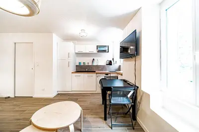 Cuisine ou kitchenette dans l'établissement Le petit Colbert-Studio cosy-Croix Rousse