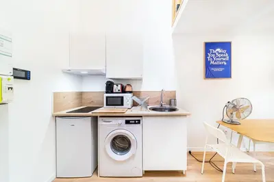 Cuisine ou kitchenette dans l'établissement The Buisset cozy 4-person apartment in La Mulatière
