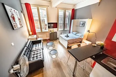 Un ou plusieurs lits dans un hébergement de l'établissement Le Sainte Catherine - studio en centre ville