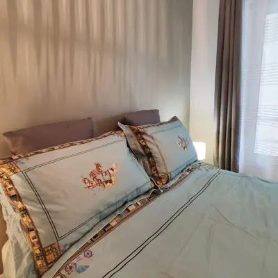 Un ou plusieurs lits dans un hébergement de l'établissement Superbe Cosy Duplex Appartement T3 Charpenne Tête D'or avec parking privé gratuit