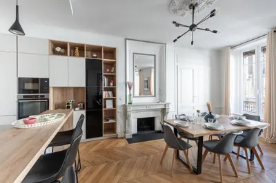 Cuisine ou kitchenette dans l'établissement Le Merveilleux - Appt 111m2 au coeur de Lyon