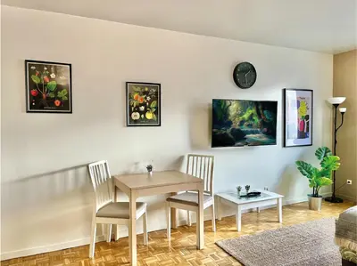 Coin salon dans l'établissement Logement rénové proche centre-ville Lyon