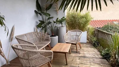 Balcon ou terrasse dans l'établissement Superbe studio tendance et zen proche de Lyon