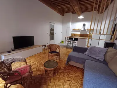 Télévision ou salle de divertissement dans l'établissement Old town - Vieux Lyon -50 m2 flat