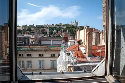 Vue générale sur Lyon ou vue de la ville depuis l'appartement