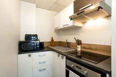 Cuisine ou kitchenette dans l'établissement Charmant logement Villefranche