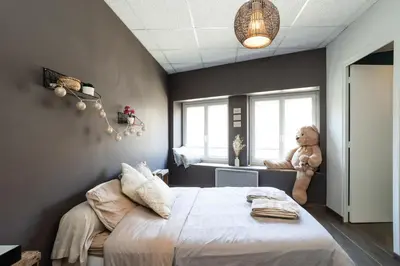Un ou plusieurs lits dans un hébergement de l'établissement Charmant logement Villefranche