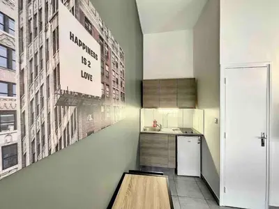 Cuisine ou kitchenette dans l'établissement Cosy appart Lyon 6/métro foch-bossuet 1