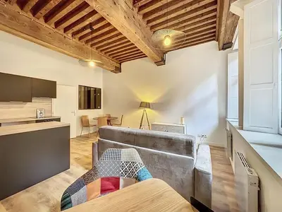 Coin salon dans l'établissement Cosy appt cœur de Lyon Du Bœuf 2