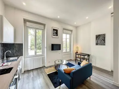 Télévision ou salle de divertissement dans l'établissement Appartement confortable Lyon Part Dieu Felix 1