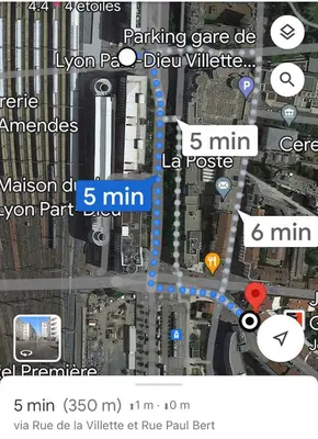 Plan de l'établissement Studio Le Central 350 m de Gare Lyon Part-Dieu, Navette Stade et Arena ,Eurexpo Aéroport- Bus Direct Centre Ville