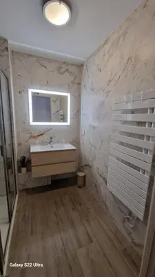 Salle de bains dans l'établissement Spacieux, lumineux, chic ,60m2 au coeur du Lyon 6ème -Quartier Foch- avec grand balcon