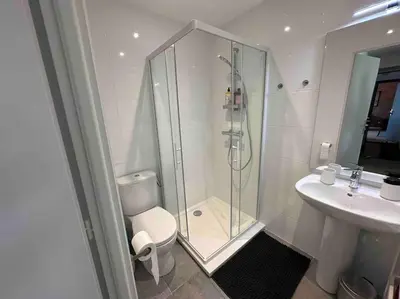 Salle de bains dans l'établissement Appartement Vignes Vienne nord