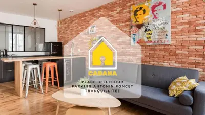 Coin salon dans l'établissement Cabana & Appartement type Loft - Bellecour