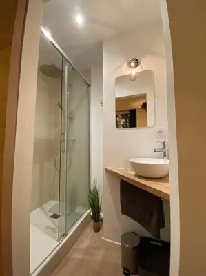 Salle de bains dans l'établissement Cozy 1BR in Lyon Center