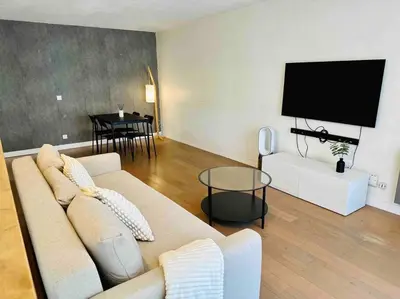 Télévision ou salle de divertissement dans l'établissement Appartement lumineux et spacieux proche gare