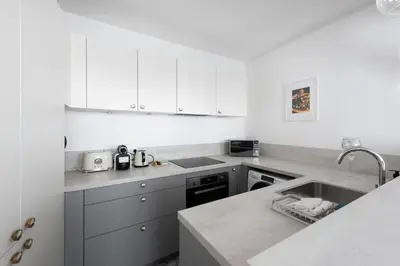 Cuisine ou kitchenette dans l'établissement Alma - Charmant apt 2 chambres