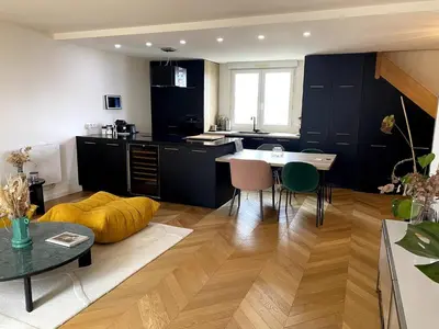 Cuisine ou kitchenette dans l'établissement Superbe duplex centre de lyon- rooftop et parking