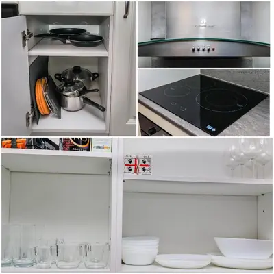 Cuisine ou kitchenette dans l'établissement Appartement moderne, proche du Parc de la tête d'Or et de Lyon
