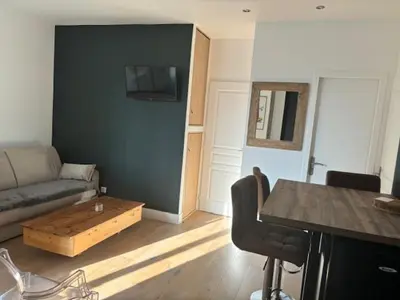 Coin salon dans l'établissement Studio totalement rénové en plein centre-ville devant la Préfecture de Lyon