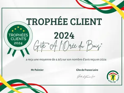 Certificat, récompense, panneau ou autre document affiché dans l'établissement Gîte cosy avec terrasse et jacuzzi privatif - FR-1-496-303