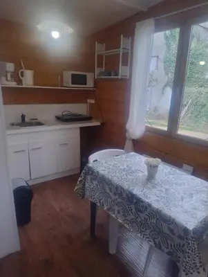 Cuisine ou kitchenette dans l'établissement Le petit chalet