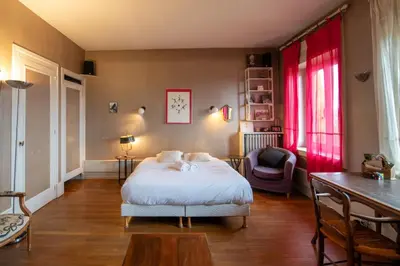 Un ou plusieurs lits dans un hébergement de l'établissement La croix des Rameaux- charming house near Lyon