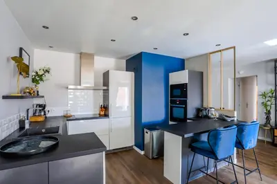 Cuisine ou kitchenette dans l'établissement Lyon Premium - Aux Berges du Rhône