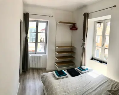 Un ou plusieurs lits dans un hébergement de l'établissement Joli logement au centre de Trévoux