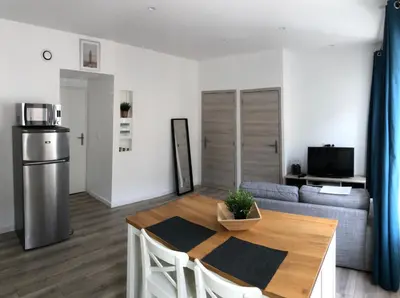 Cuisine ou kitchenette dans l'établissement Joli logement au centre de Trévoux